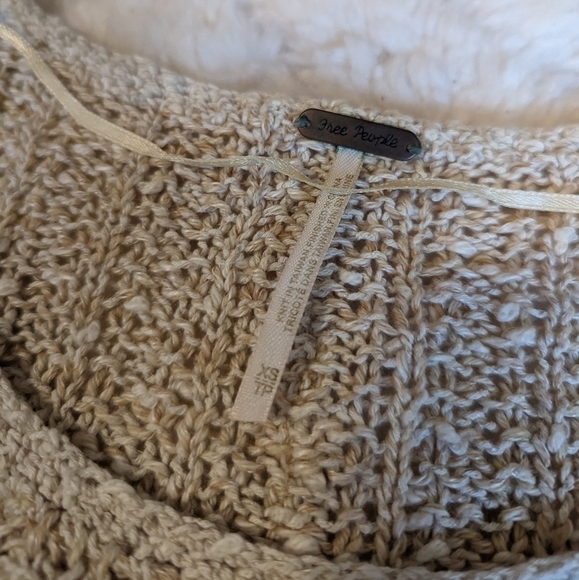 FREE PEOPLE Cotton linen knit cropped sweater top xs - Picture 8 of 13